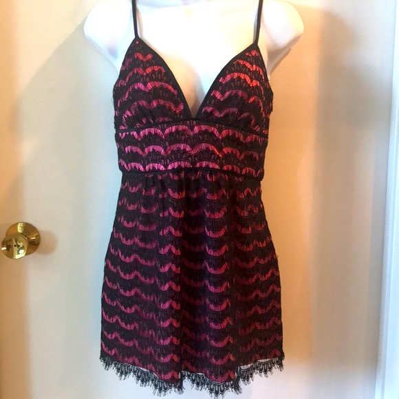 TRINA TURK TOP Black Lace over Pink Silk Size 6 Excellent Condition! - Picture 1 of 12